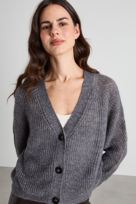 Cardigan cropped in misto mohair