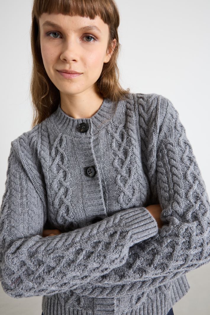 Cardigan with cable knit pattern Intrend - 3