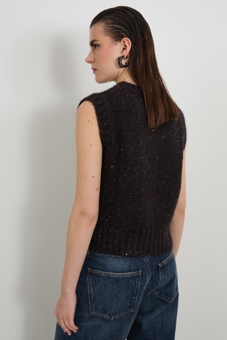 Gilet con micro paillettes