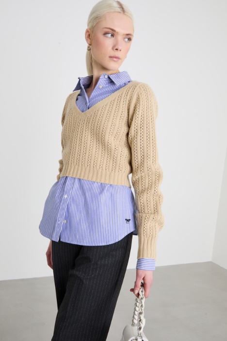 Cropped open-knit sweater Intrend