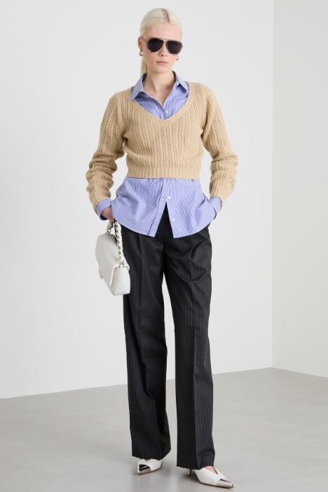 Cropped open-knit sweater Intrend