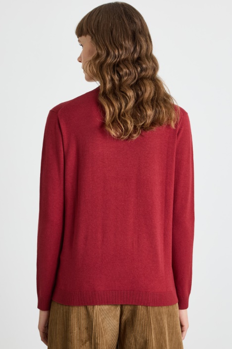 Suéter de cuello alto con ribete de canalé