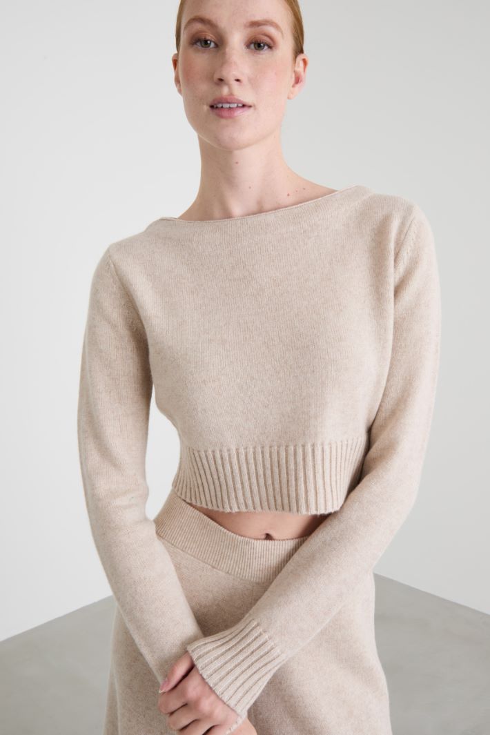 Wool and cashmere cropped jumper Intrend - 4