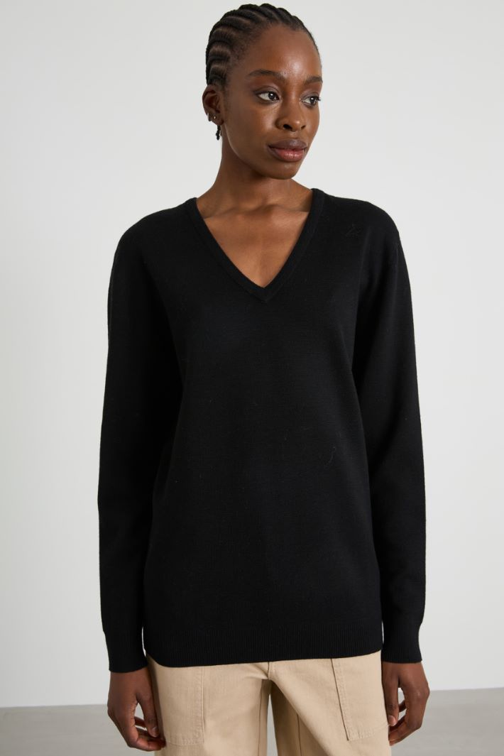 Maglia a V in lana sottile Intrend - 3