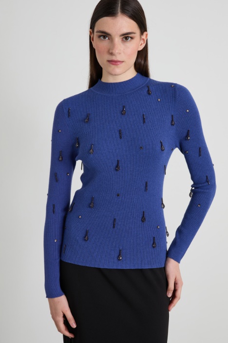 Sweater with bejewelled embroidery Intrend