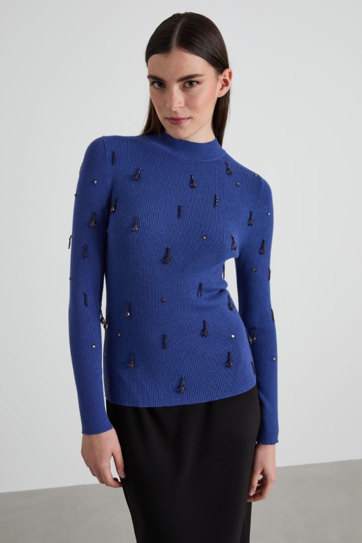 Sweater with bejewelled embroidery Intrend - 4