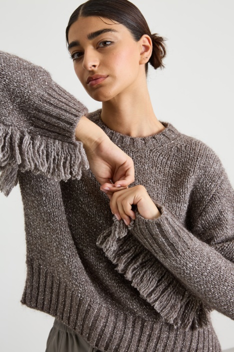 Maglia in mohair con frange