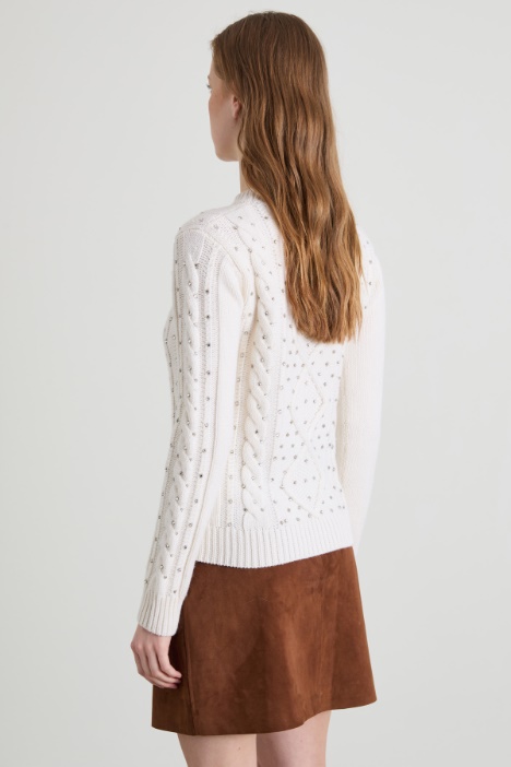 Maglia a trecce con strass