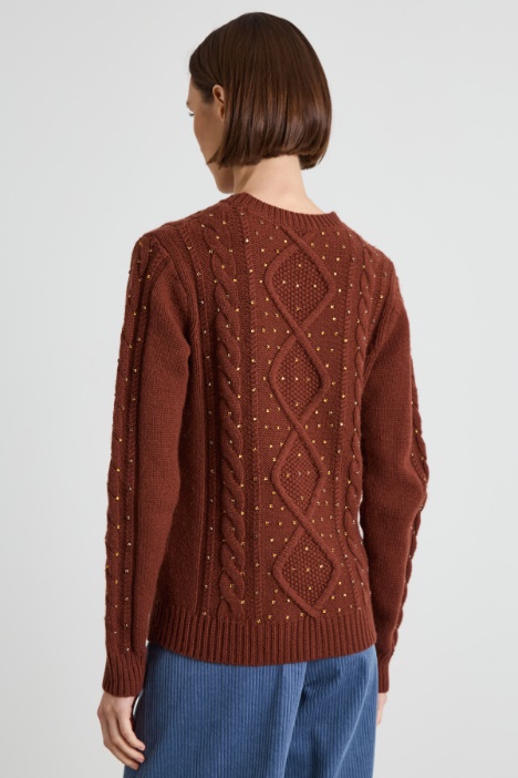 Maglia a trecce con strass