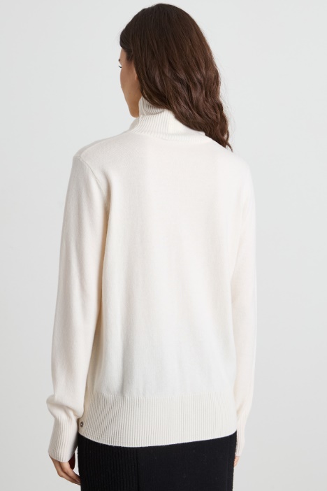 Jersey de cuello alto de lana y viscosa