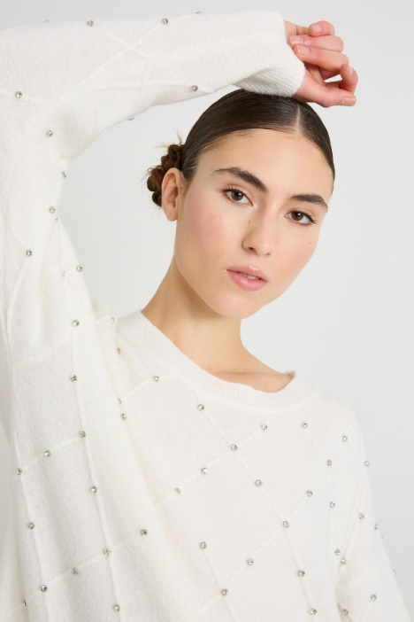 Maglia a rombi con strass