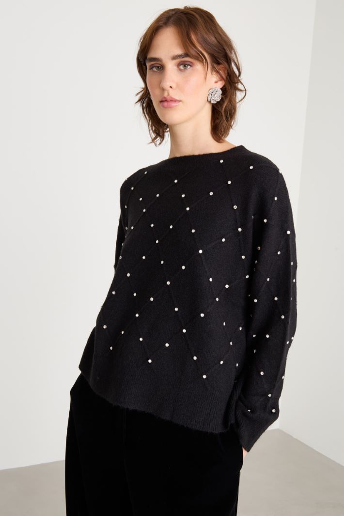 Maglia a rombi con strass Intrend - 2