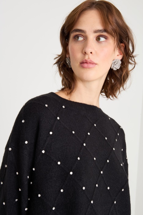 Maglia a rombi con strass