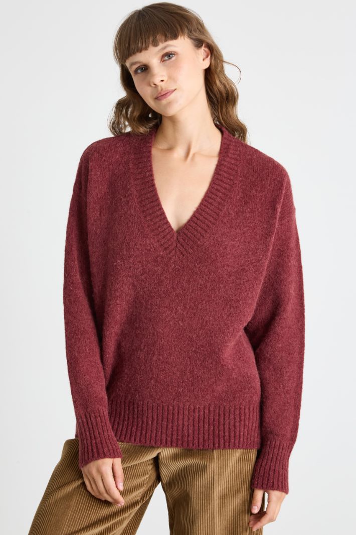 Alpaca and cotton V-neck sweater Intrend - 2