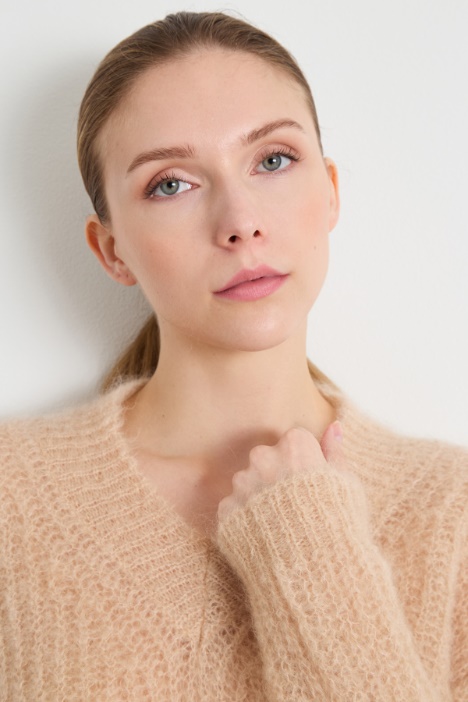 Maglia scollo a V in mohair