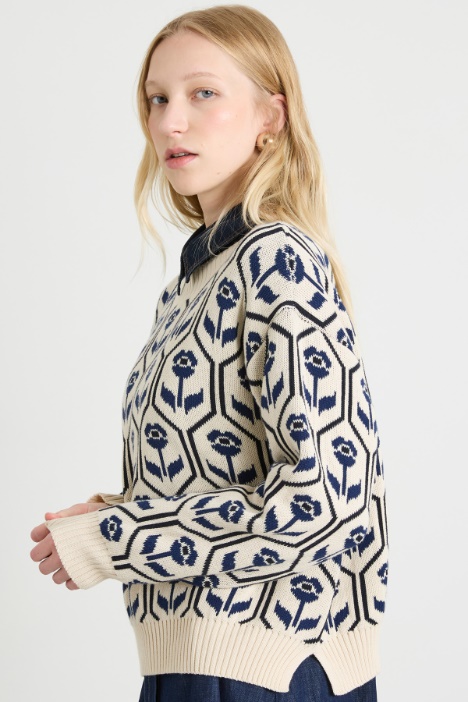 Jacquard cotton sweater Intrend