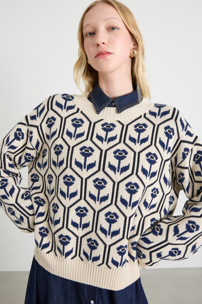 Jacquard cotton sweater Intrend - 4