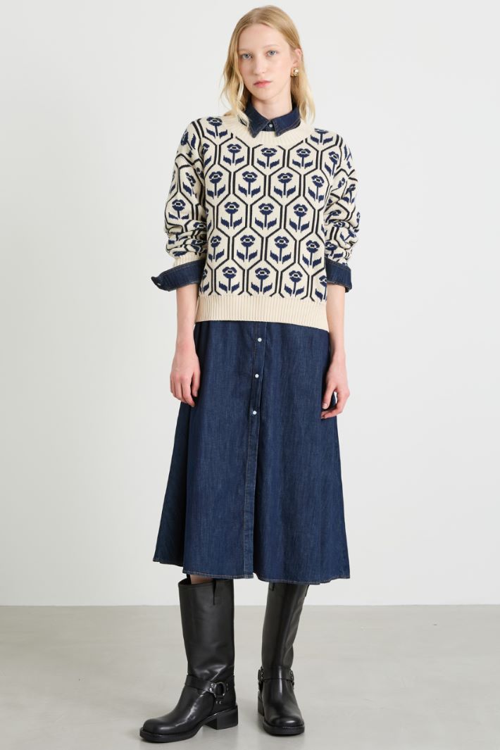 Jacquard cotton sweater Intrend - 3