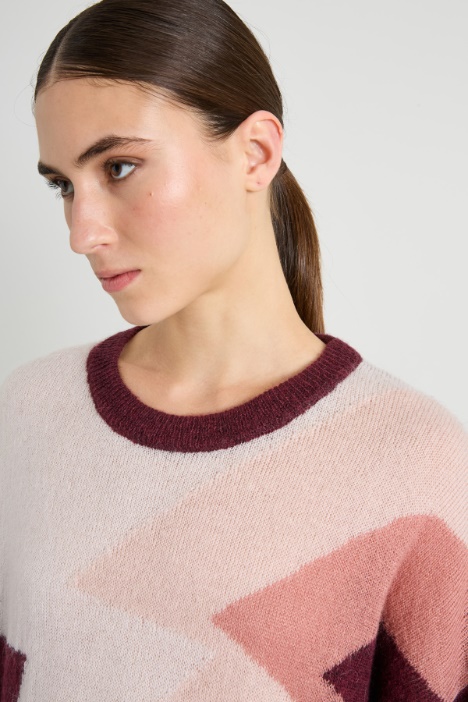 Maglia in mohair con intarsio