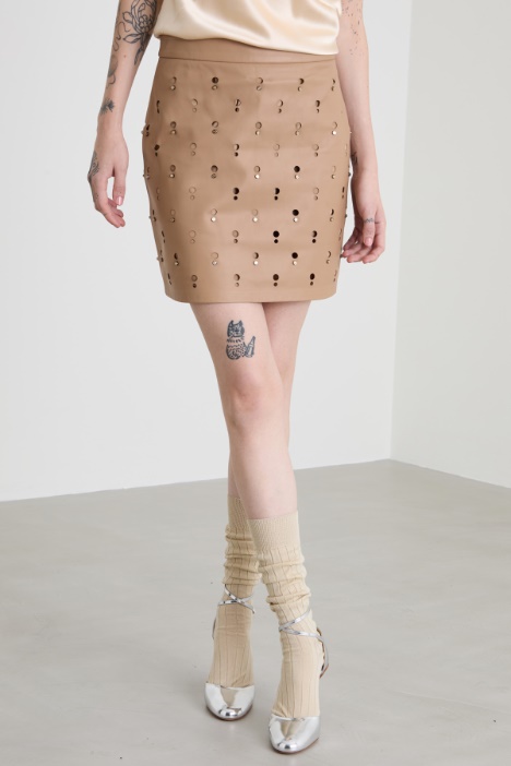 Minigonna in nappa con strass