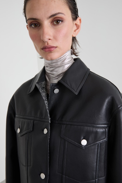 Giacca over in pelle