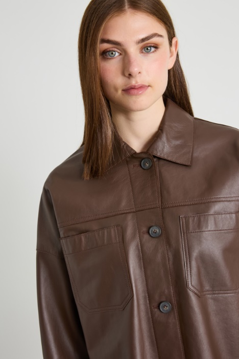 Giacca a camicia in vera nappa