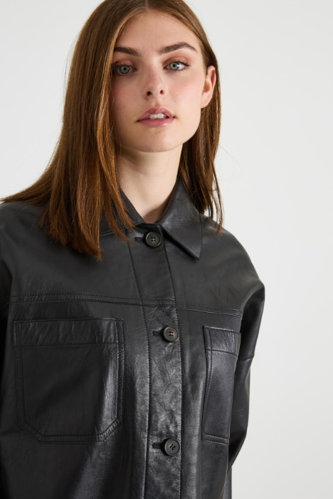 Chaqueta camisera de napa auténtica