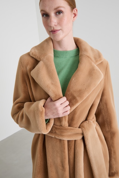 Cappotto peluche con cintura