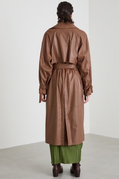 Nappa leather trench coat with belt Intrend - 3