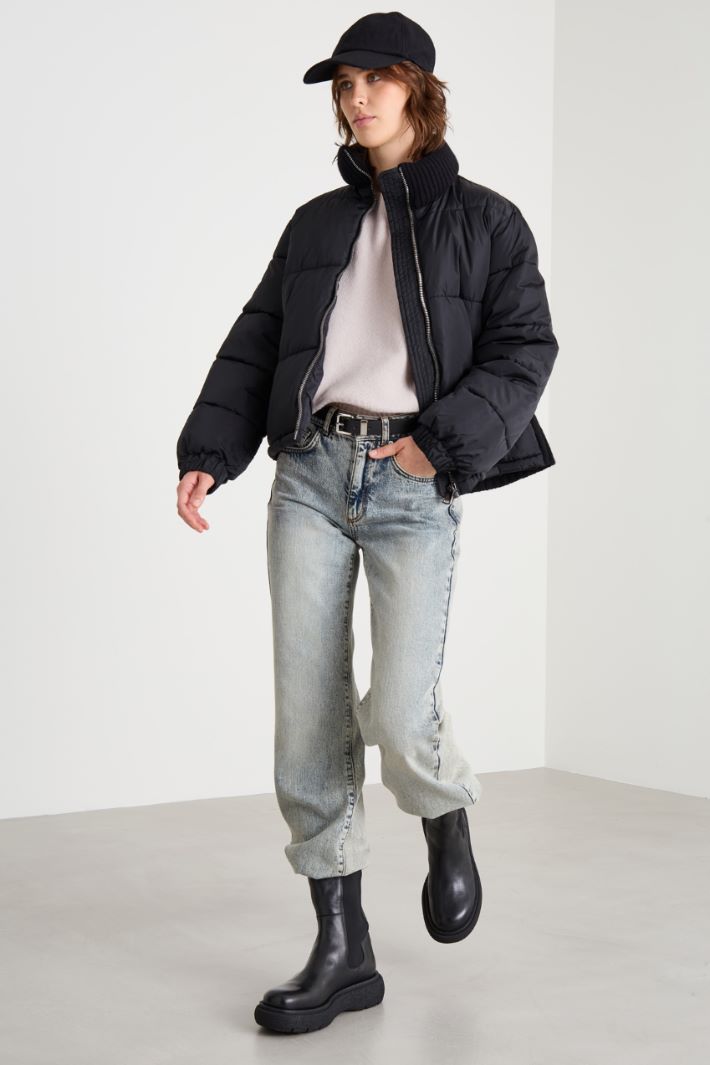 Down jacket with knit insert Intrend