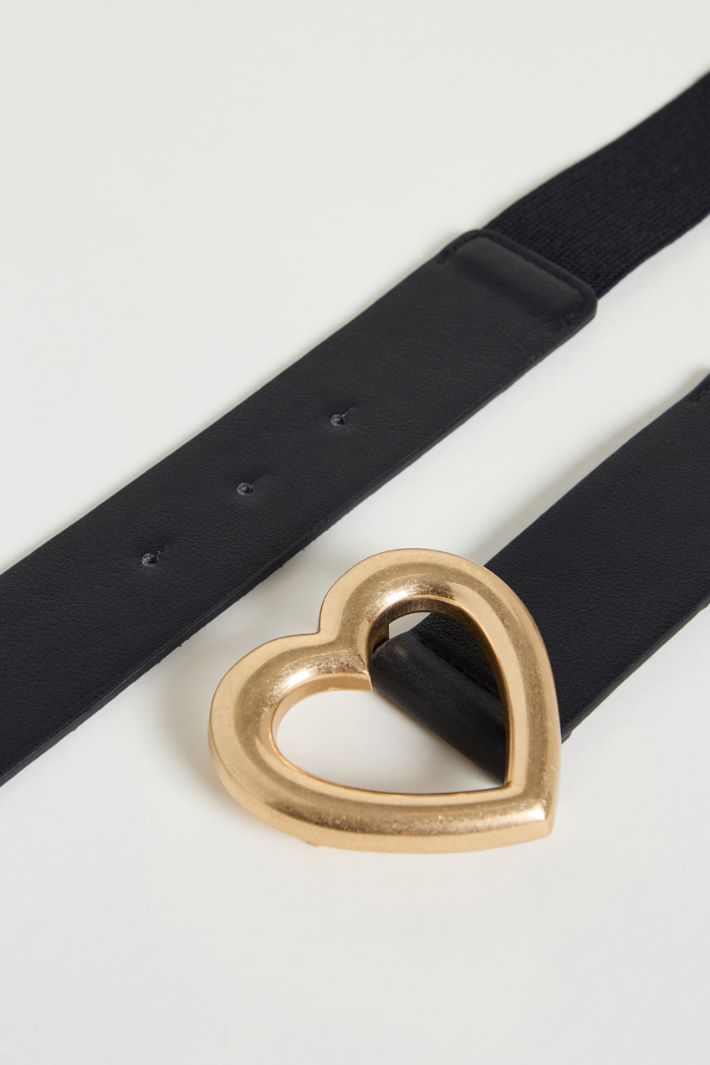 Cintura in tessuto spalmato a cuore - NERO - Intrend - 2