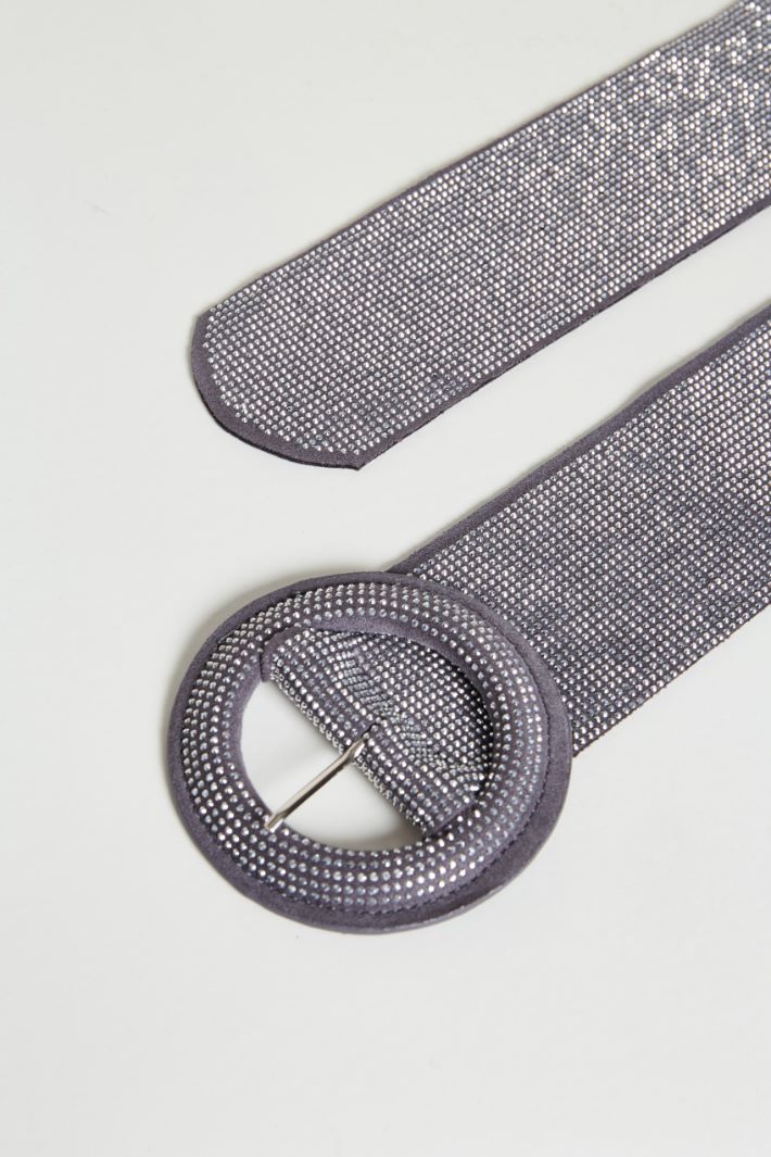 Cintura in tessuto spalmato con strass - ARGENTO - Intrend - 2