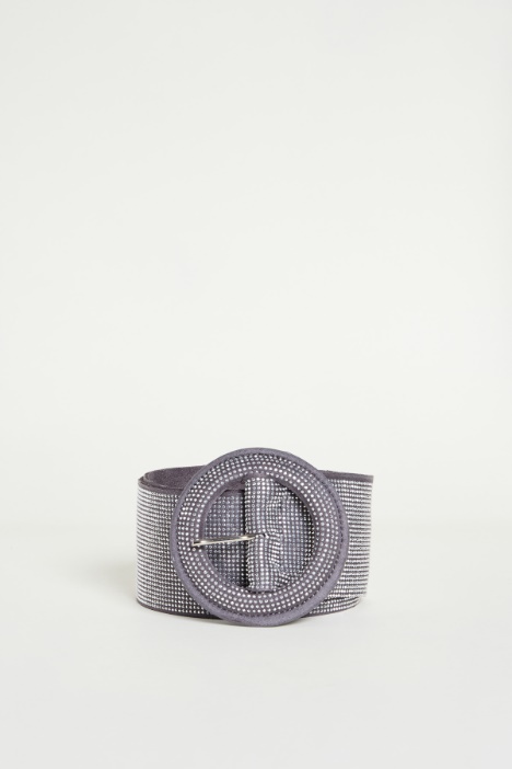 Cintura in tessuto spalmato con strass - Intrend