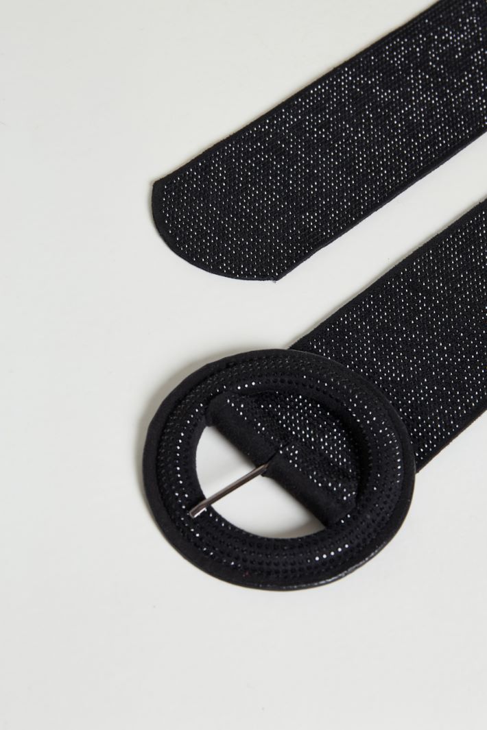 Cintura in tessuto spalmato con strass - NERO - Intrend - 2