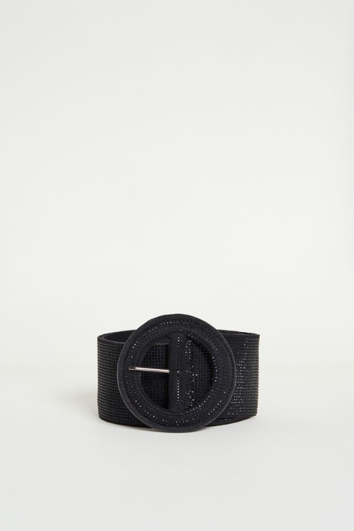 Cintura in tessuto spalmato con strass - NERO - Intrend