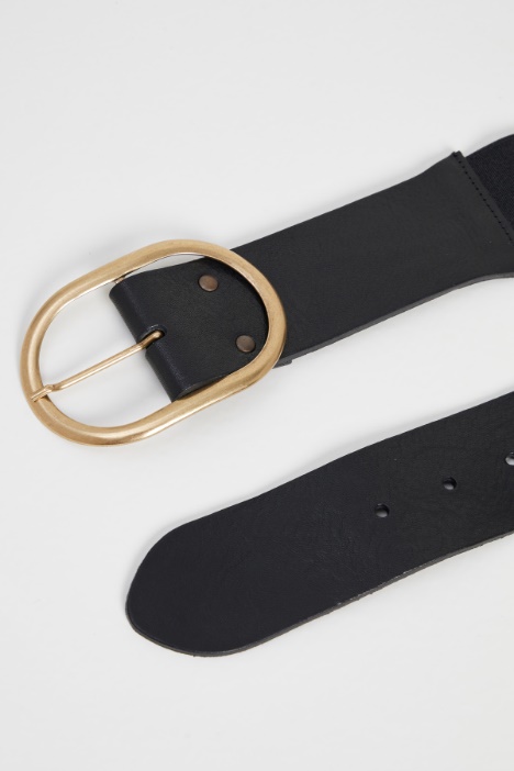 Cintura in pelle con elastico