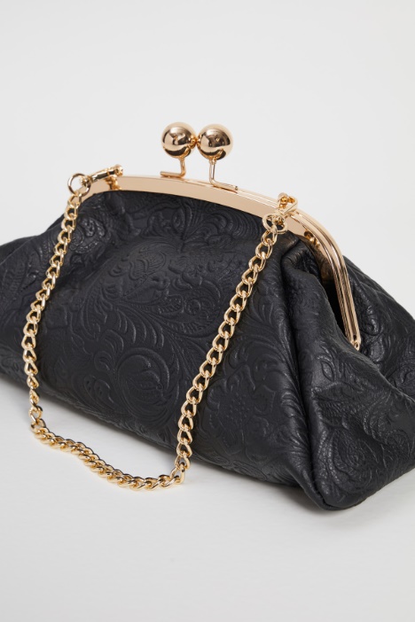 Clutch in pelle damascata