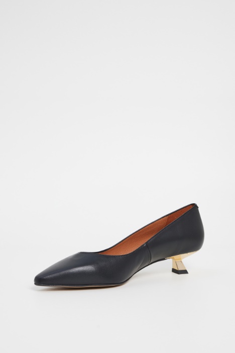 Décolleté con tacco metallizzato