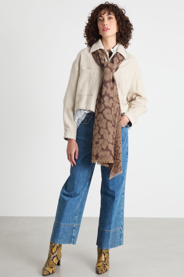 Stola jacquard plissè - MARRONE - Intrend - 2