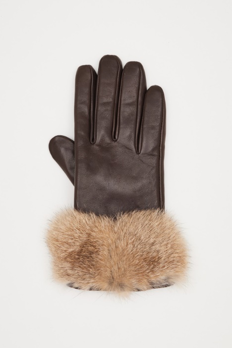 Guanti con bordo in pelliccia