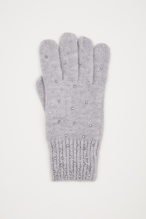 Guantes de punto con pedrería