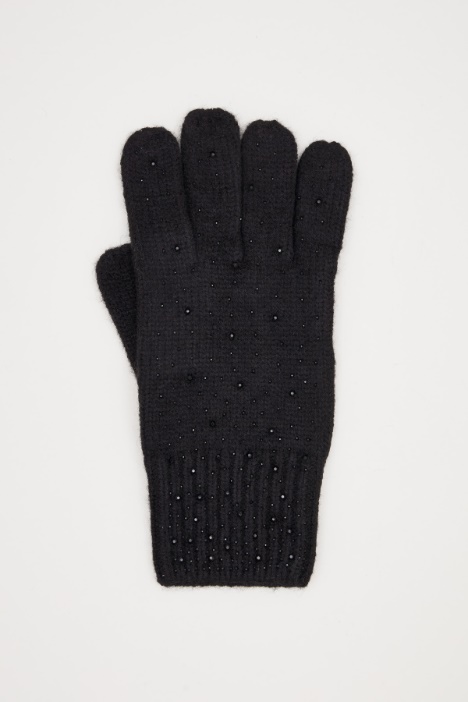 Guanti in maglia con strass