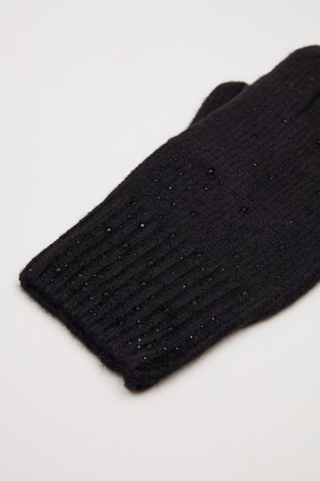 Guanti in maglia con strass