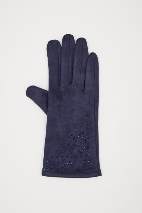 Guanti in jersey con strass