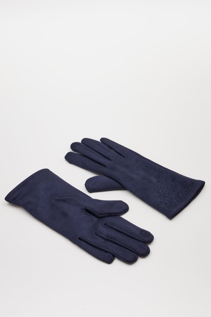 Jersey gloves with rhinestones Intrend