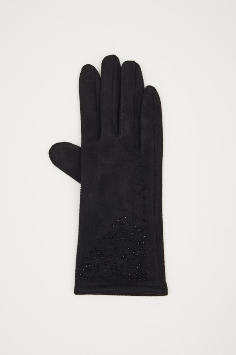Guantes de punto con pedrería
