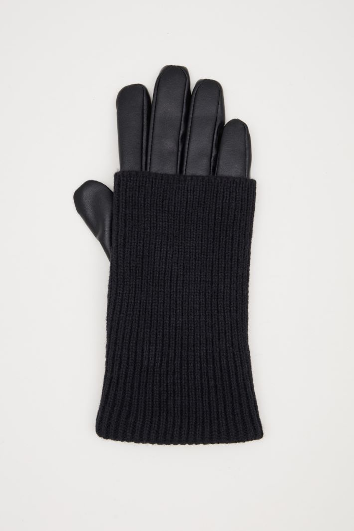 Faux leather and mesh gloves Intrend - 2