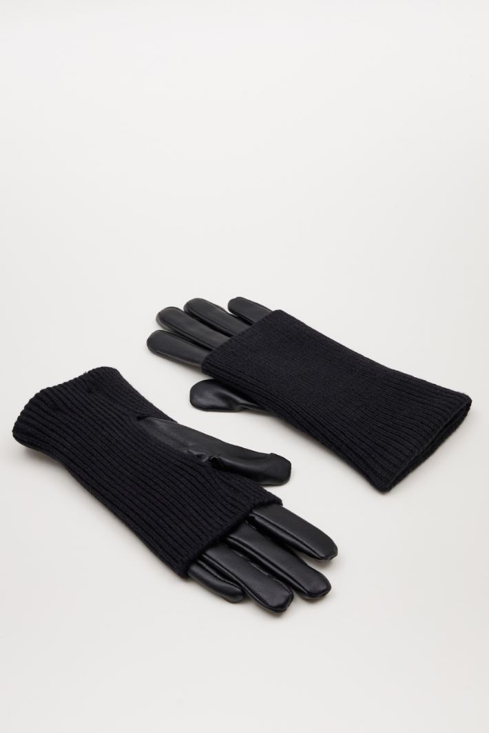 Faux leather and mesh gloves Intrend