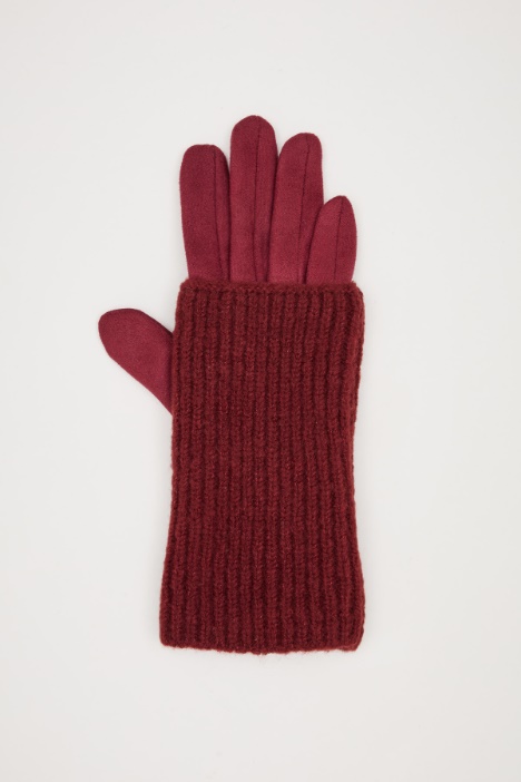 Guanti con inserto in maglia