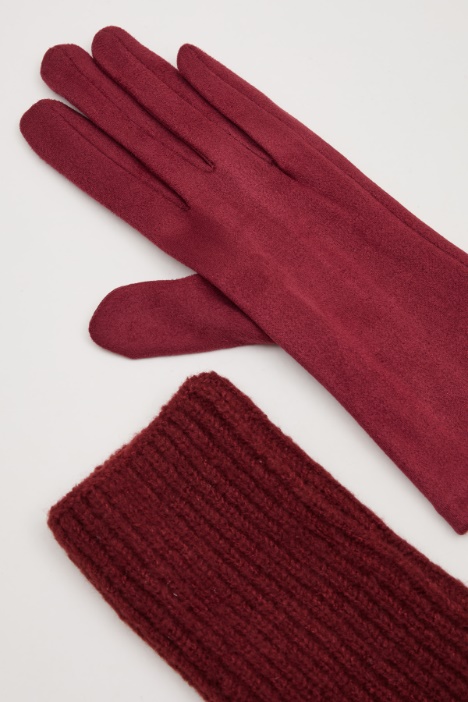 Guanti con inserto in maglia